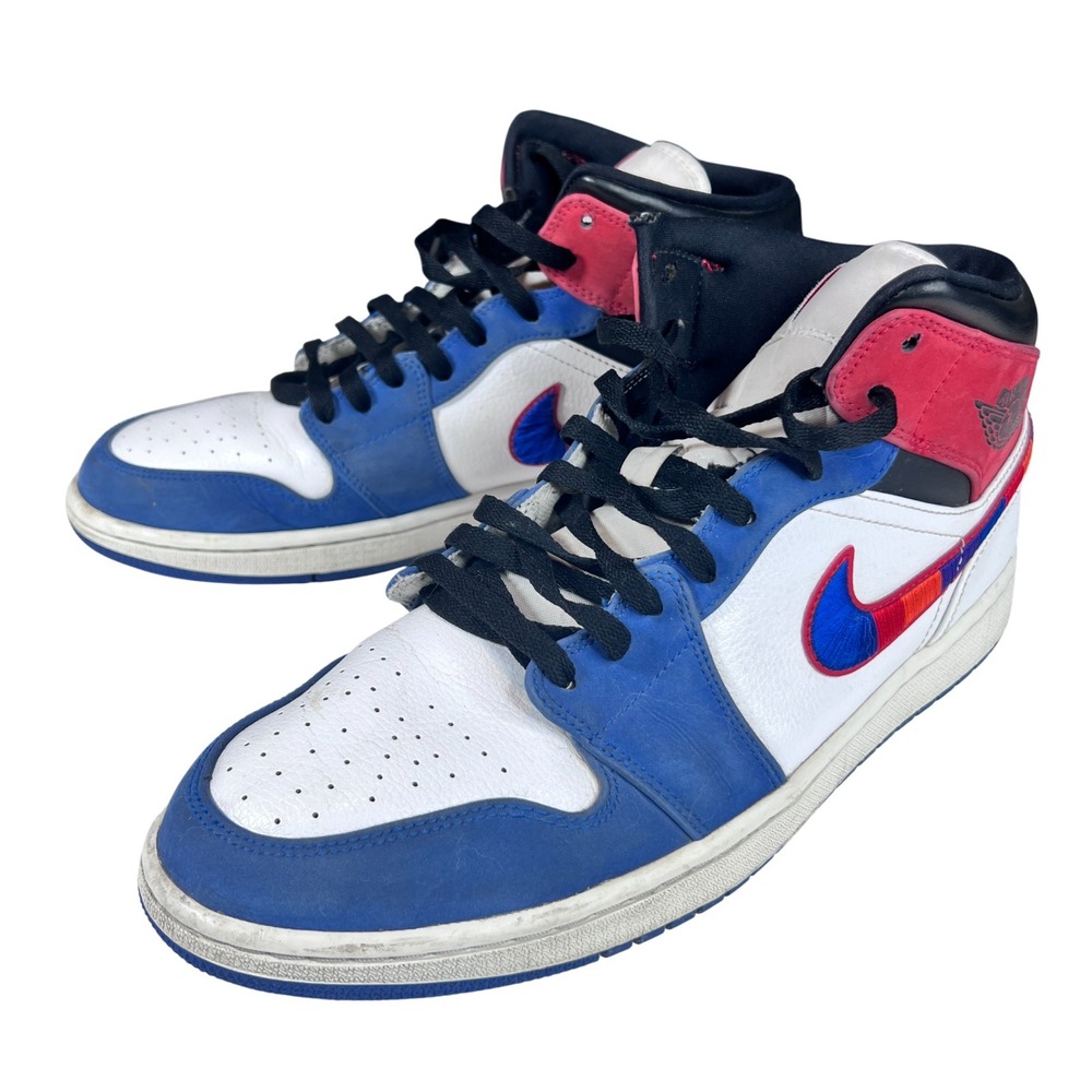 Air‎ Jordan 1 Mid White Blue Red Sneakers Mens US 12.5 852542-146